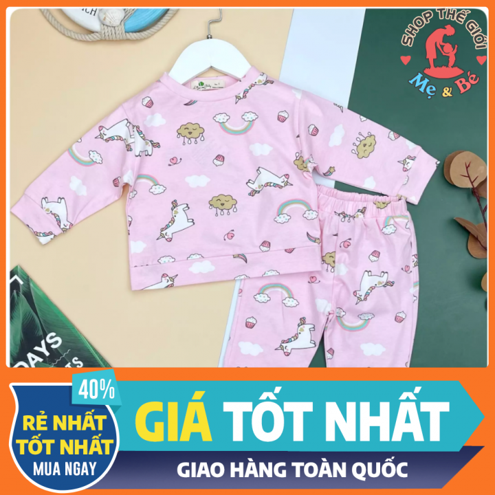 Bộ nỉ bé gái mỏng cho bé gái size 1-5T , chất đanh mịn, hiệu litibaby