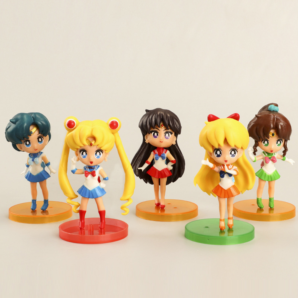 Bộ 5 mô hình Sailor Moon Thủy thủ Mặt Trăng cao 8.5 cm có đế đỡ chân