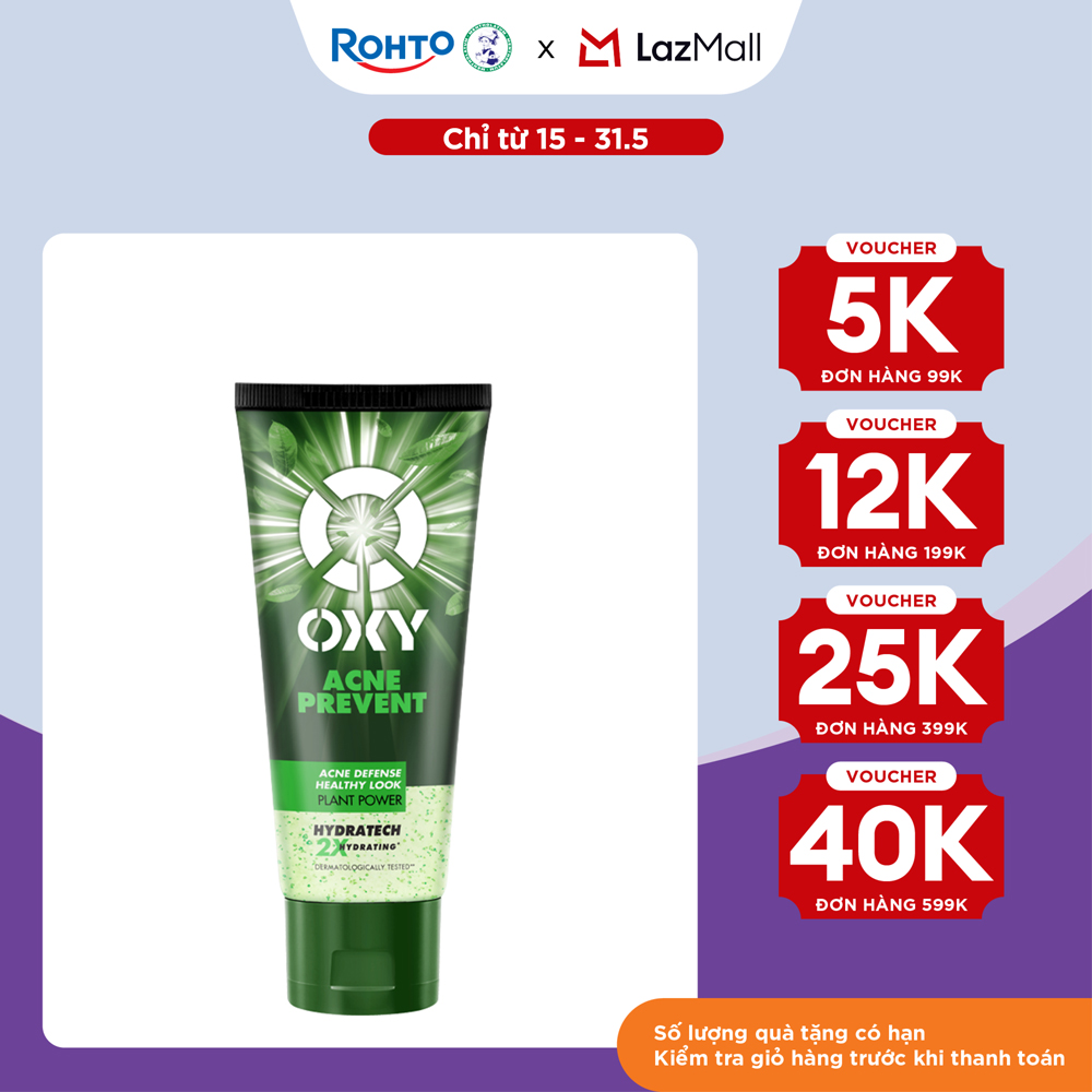 Sữa rửa mặt cho nam Oxy sạch sâu ngừa mụn, dạng gel Oxy Acne Prevent 100g