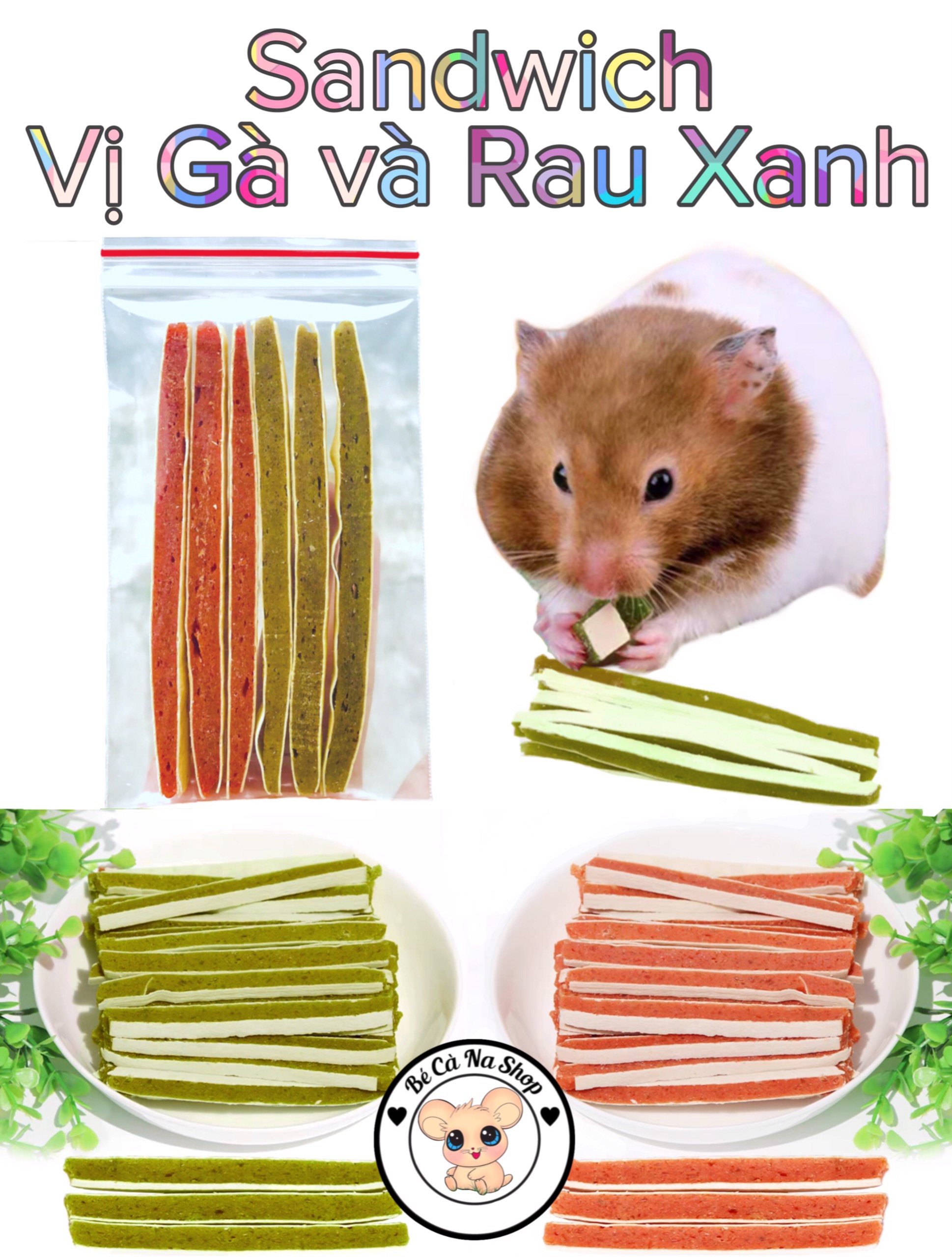 Sandwich dài cho hamster , vị gà và rau xanh mix bé cà na