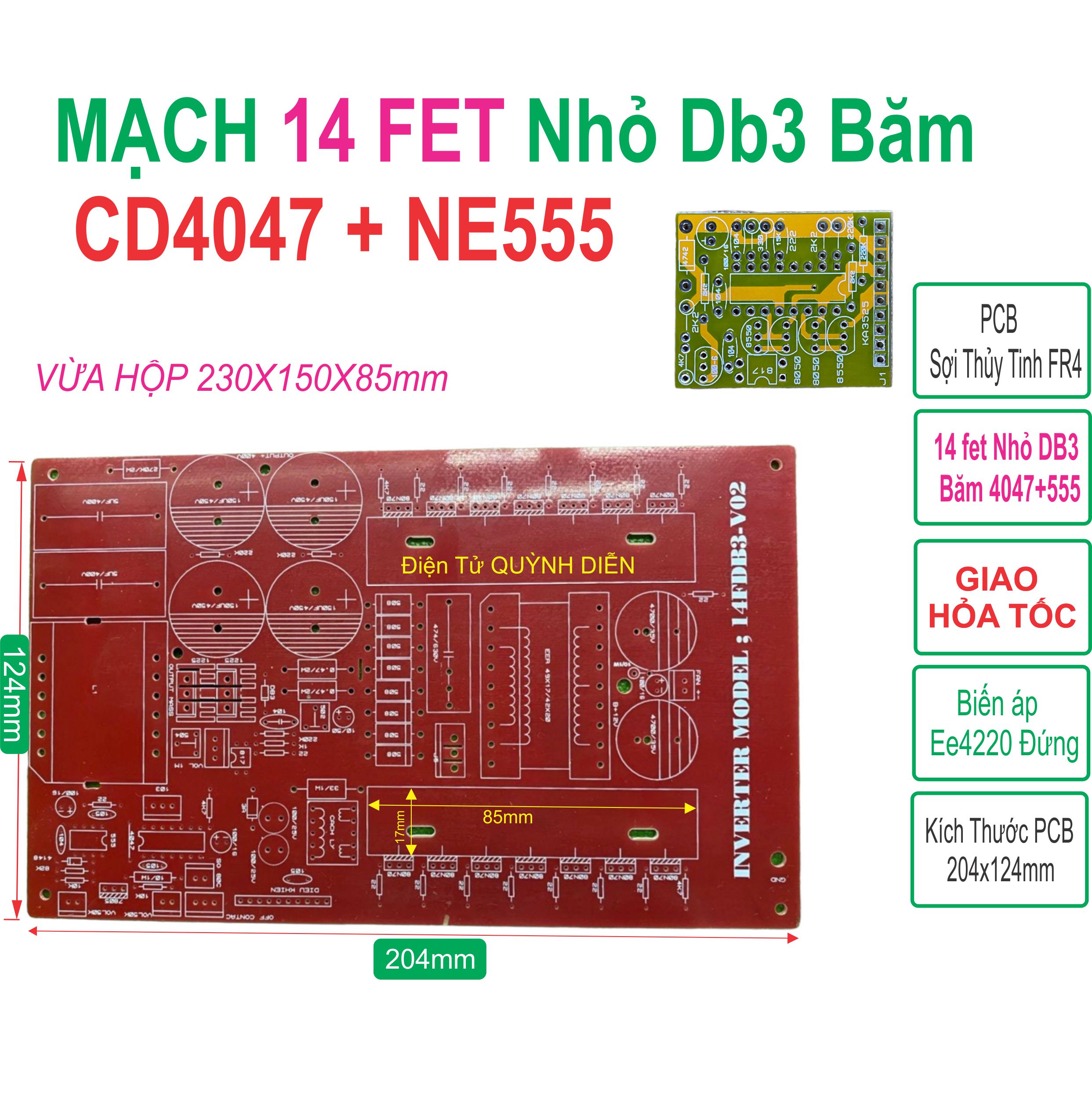 Pcb bo mạch kích điện 14 fet đảo pha băm âm db3