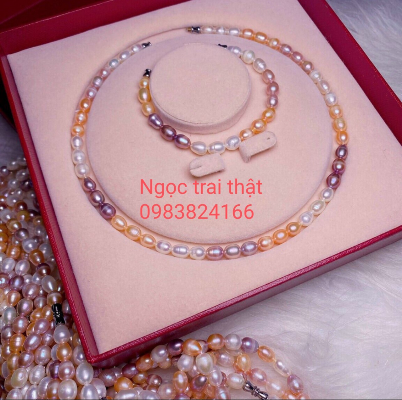 Bộ trang sức ngọc trai thiên nhiên hạt 8ly