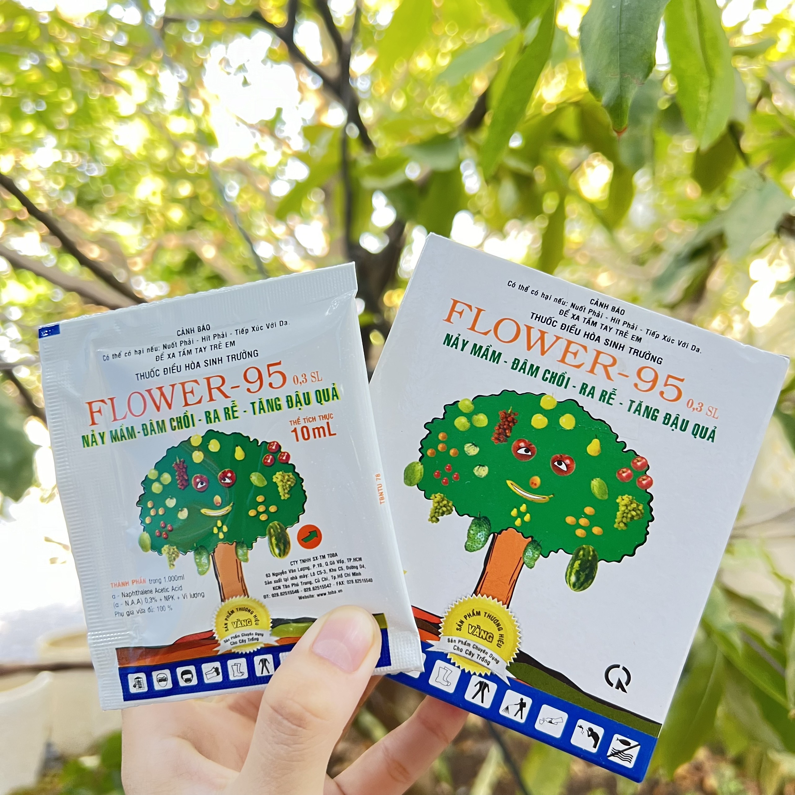 Thuốc F95 Flower 95 hỗ trợ đậu bông, đậu trái, rụng bông và trái non cho cây ăn quả