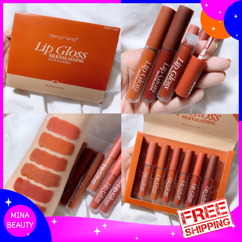 [HCM]Set Son Kem 6 Cây Lip Gloss - MINABEAUTY SHOP - Hàng chính hãng cao cấp bảng màu hot dễ dùng