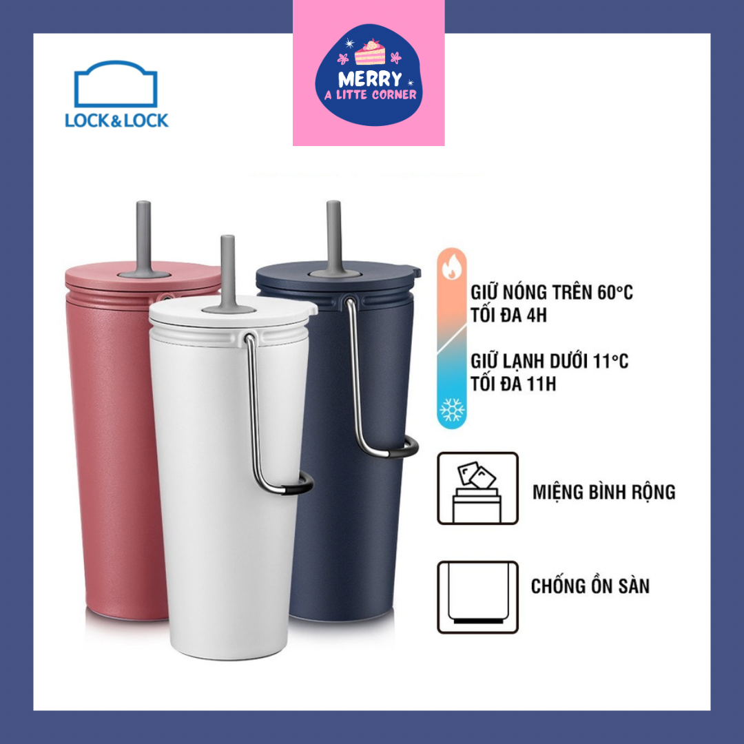 Bình Giữ Nhiệt Có Ống Hút Lock&Lock Bucket Tumbler With Straw LHC4268 540ml - Hàng Chính Hãng
