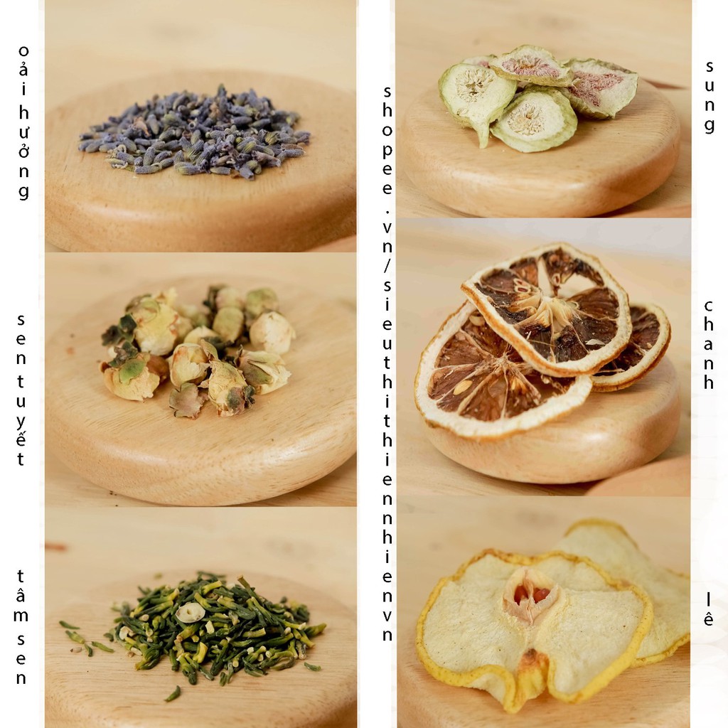 14 loại Trà hoa quả sấy khô gói nhỏ nguyên vị chi bản, cúc bách nhật, bách hợp, đào, tâm sen, sung, chanh, lê, lưu ly