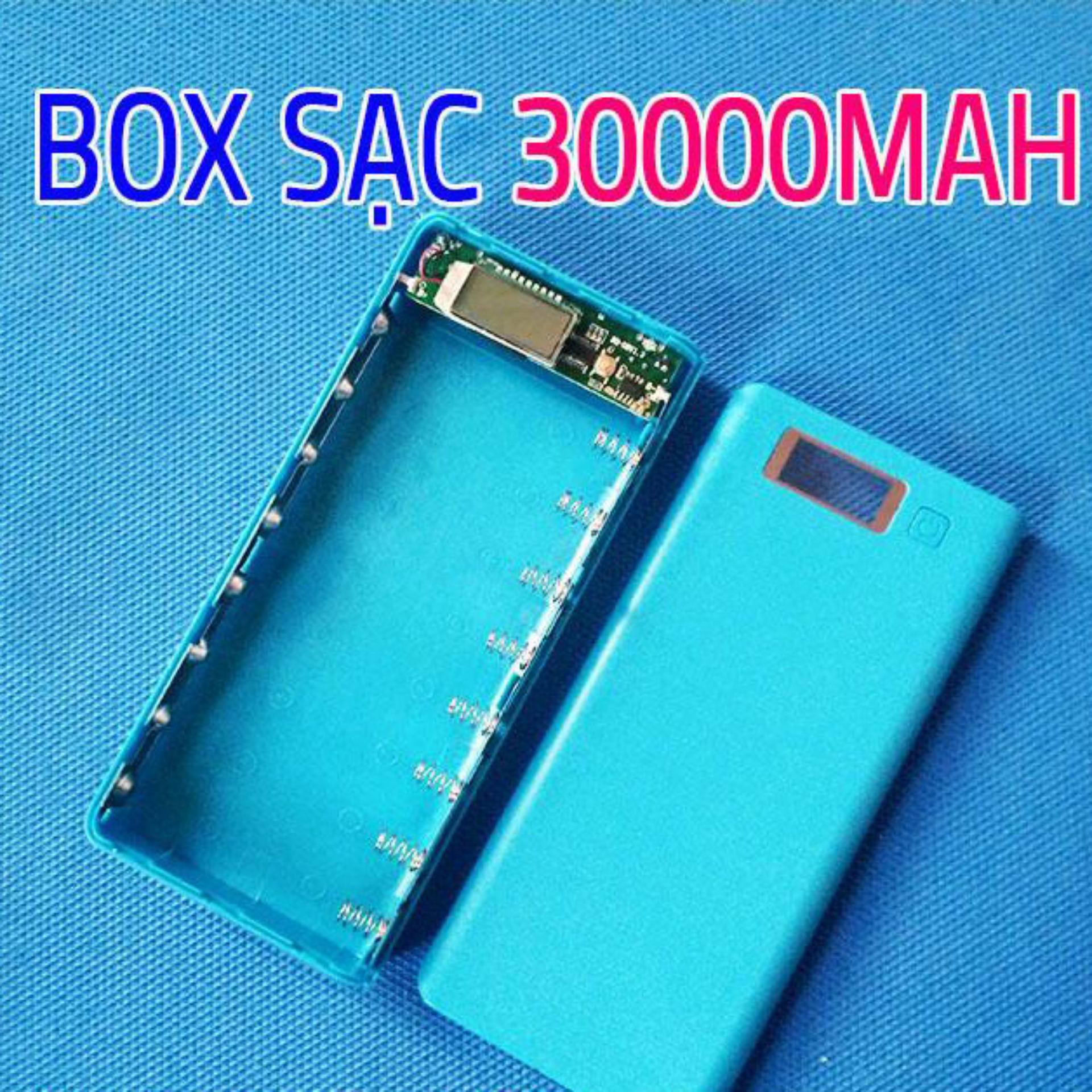 Box sạc dự phòng lcd 8cell 30000mah xanh