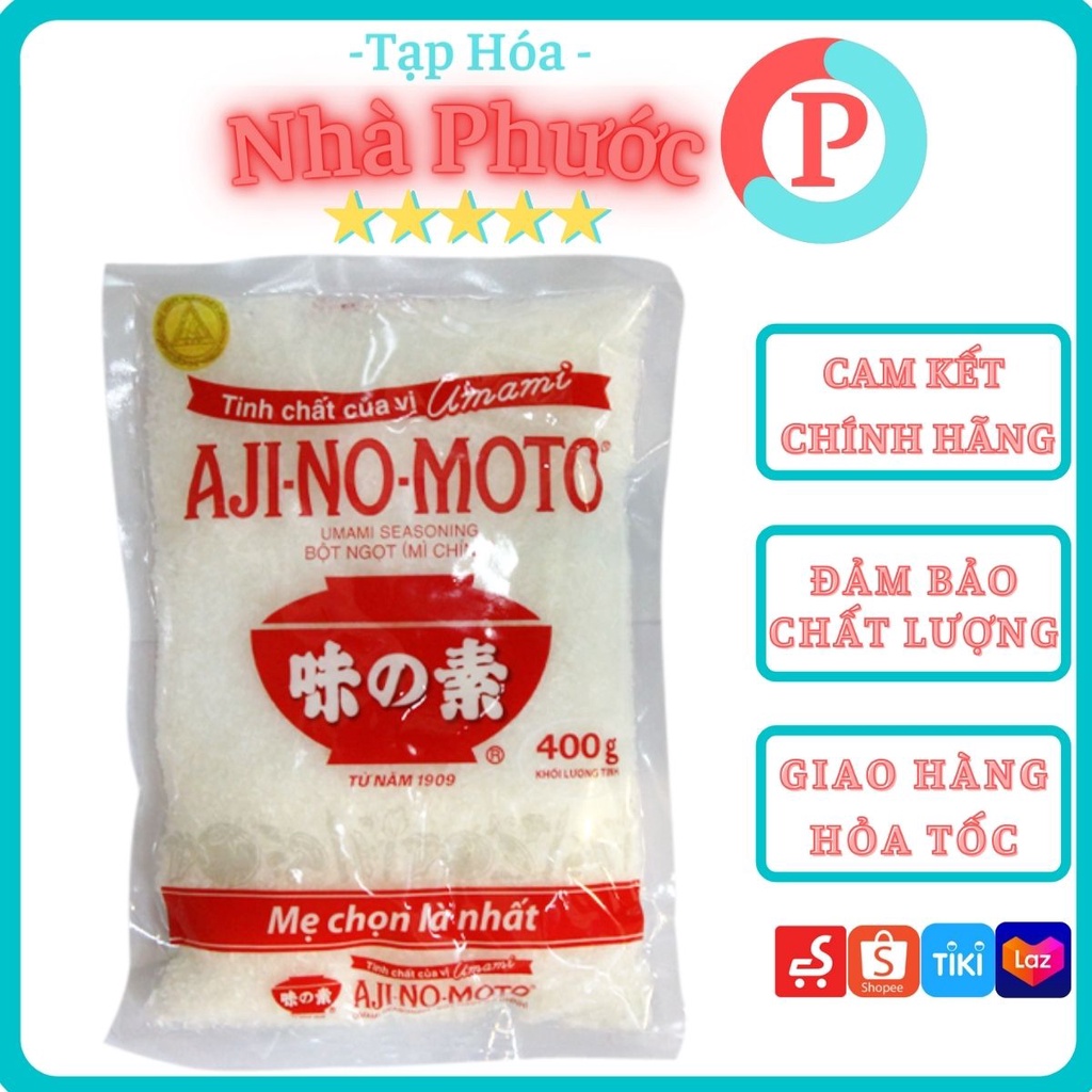 - Bột ngọt Ajnomoto gói 400gr - Bột ngọt Ajnomoto được lên mên tự nhiên - Thương hiệu Nhật Bản