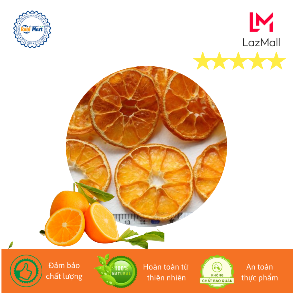 Quýt thái lát sấy lạnh Robi Mart gói 200g - Lát đẹp hàng chính hãng