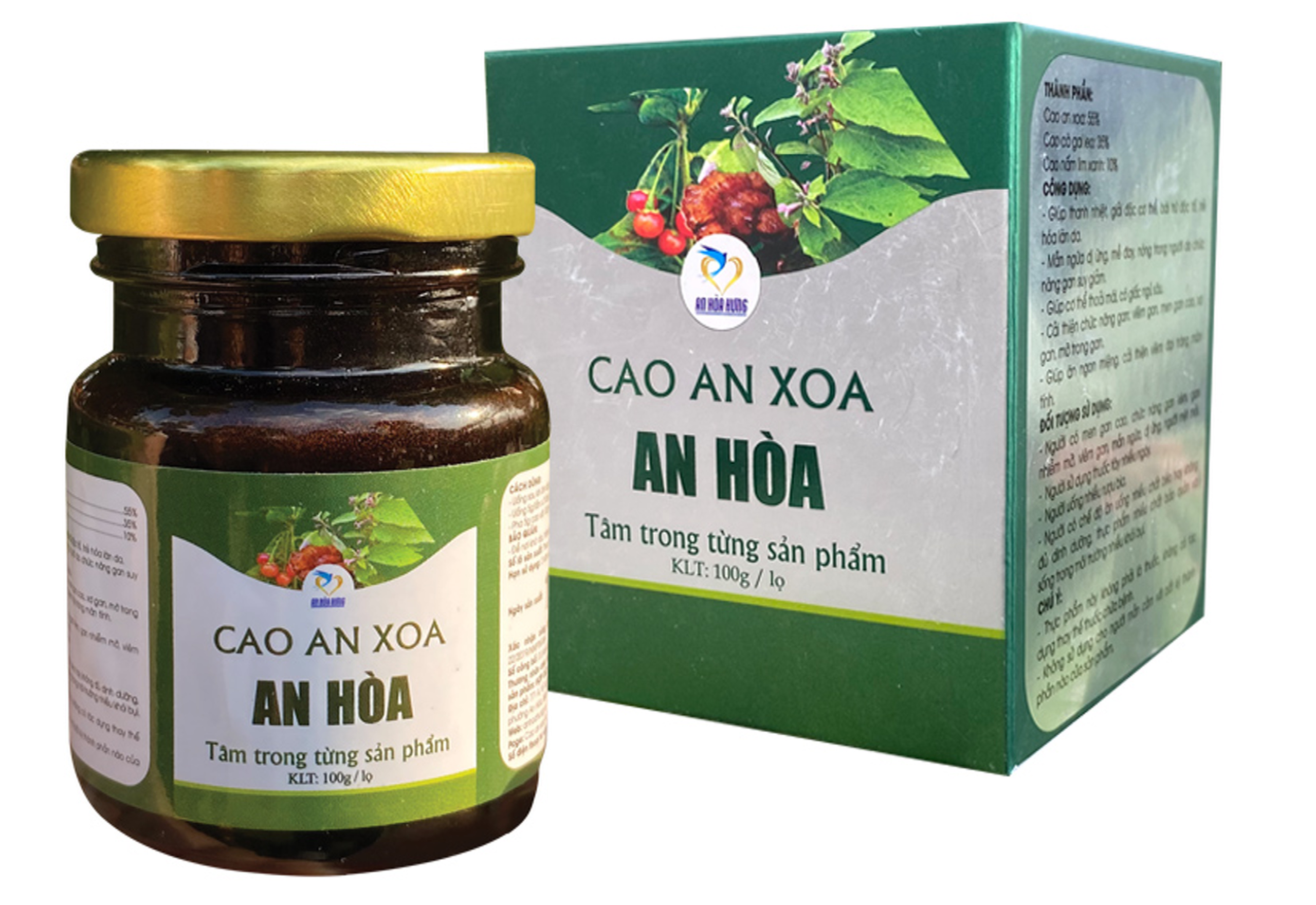 Cao an xoa An Hoà - Giải độc gan và hỗ trợ điều trị các bệnh về gan , Combo 3hủ tặng 1 hộp trà an xoa