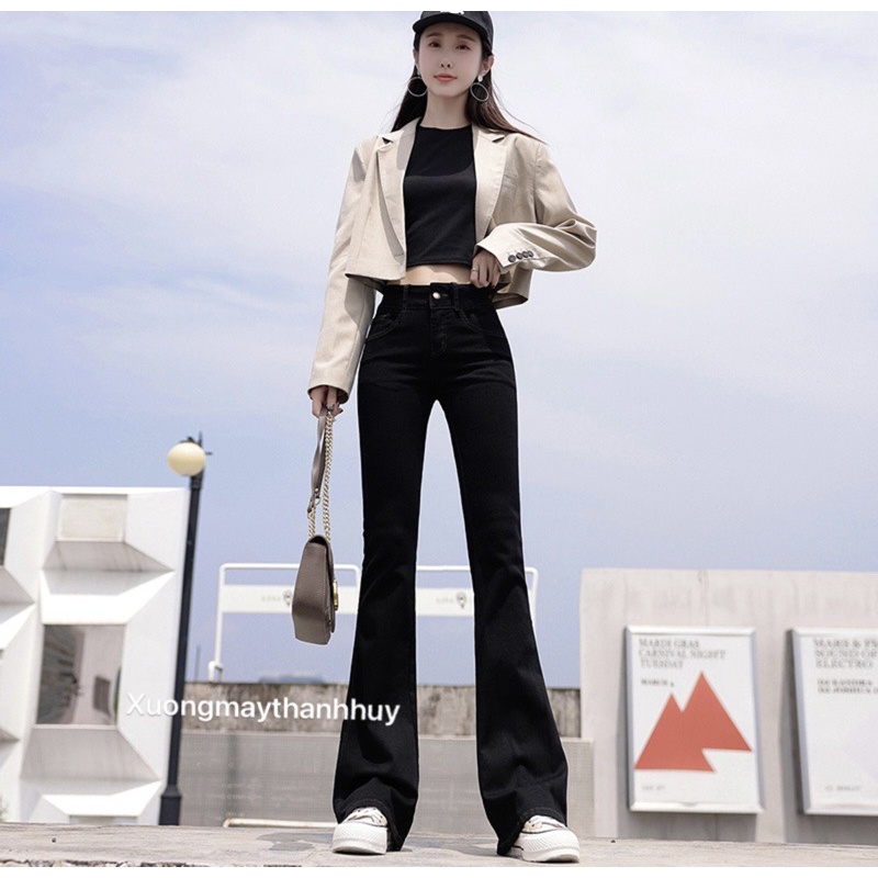 Quần loe dài cạp khoá tôn dáng, quần tây dài loe vải thun cottong co dãn 4c m826