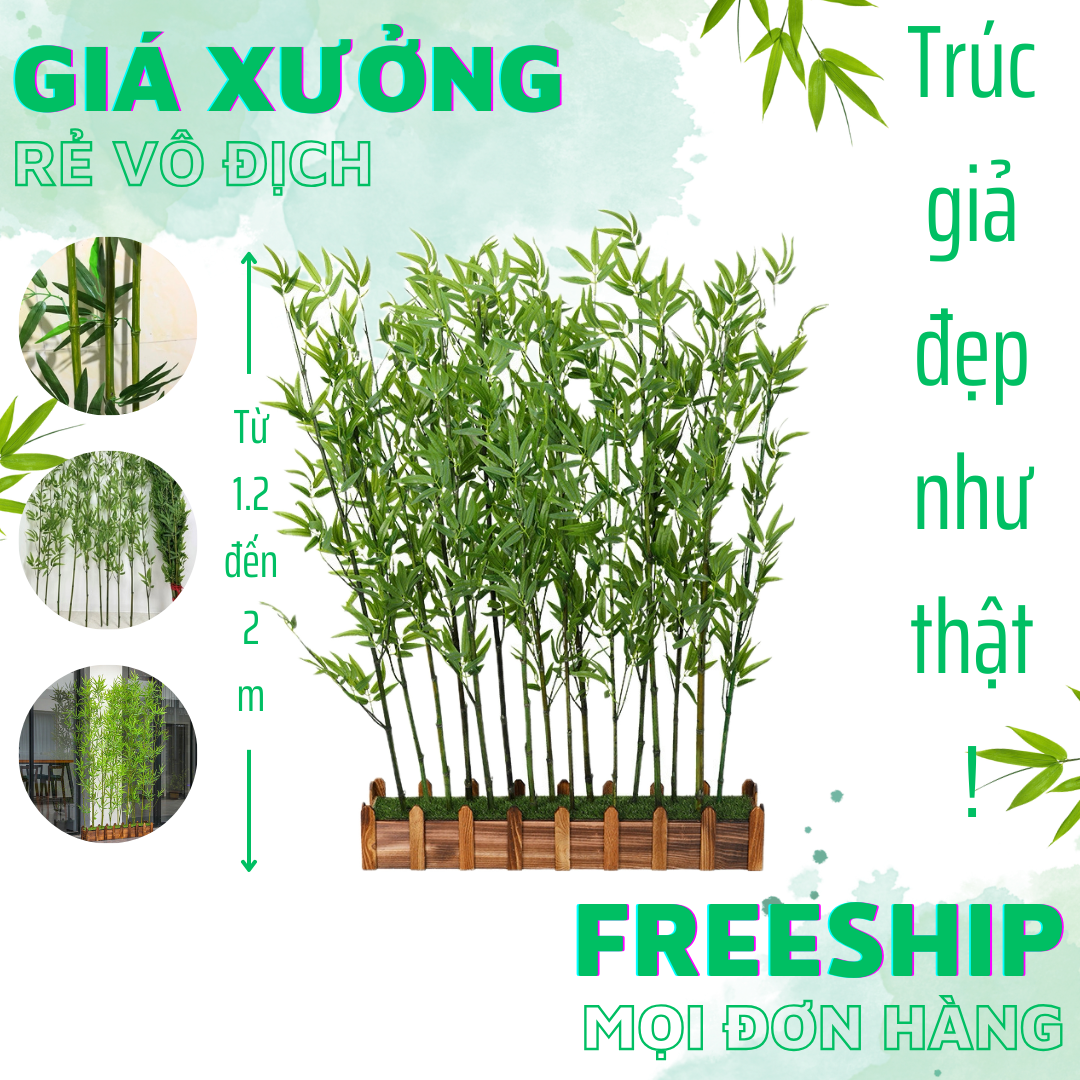 Combo cây trúc giả 200cm - Cây giả, hoa lụa Decor trang trí nhà cửa
