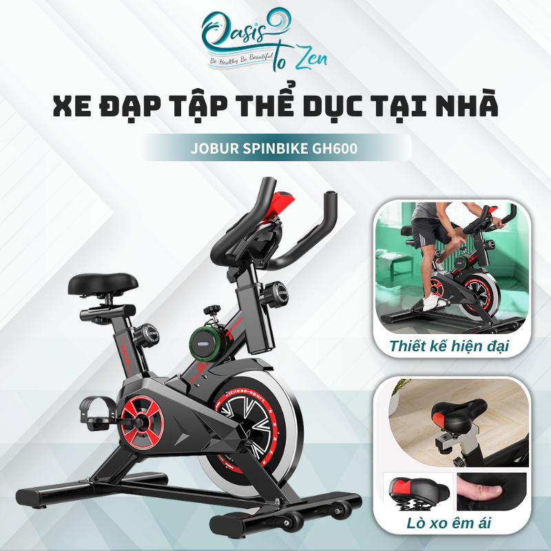 Xe đạp tập thể dục tại nhà JOBUR SPINBIKE GH600 đa năng, vận hành êm ái, hệ thống giảm xóc vượt trội