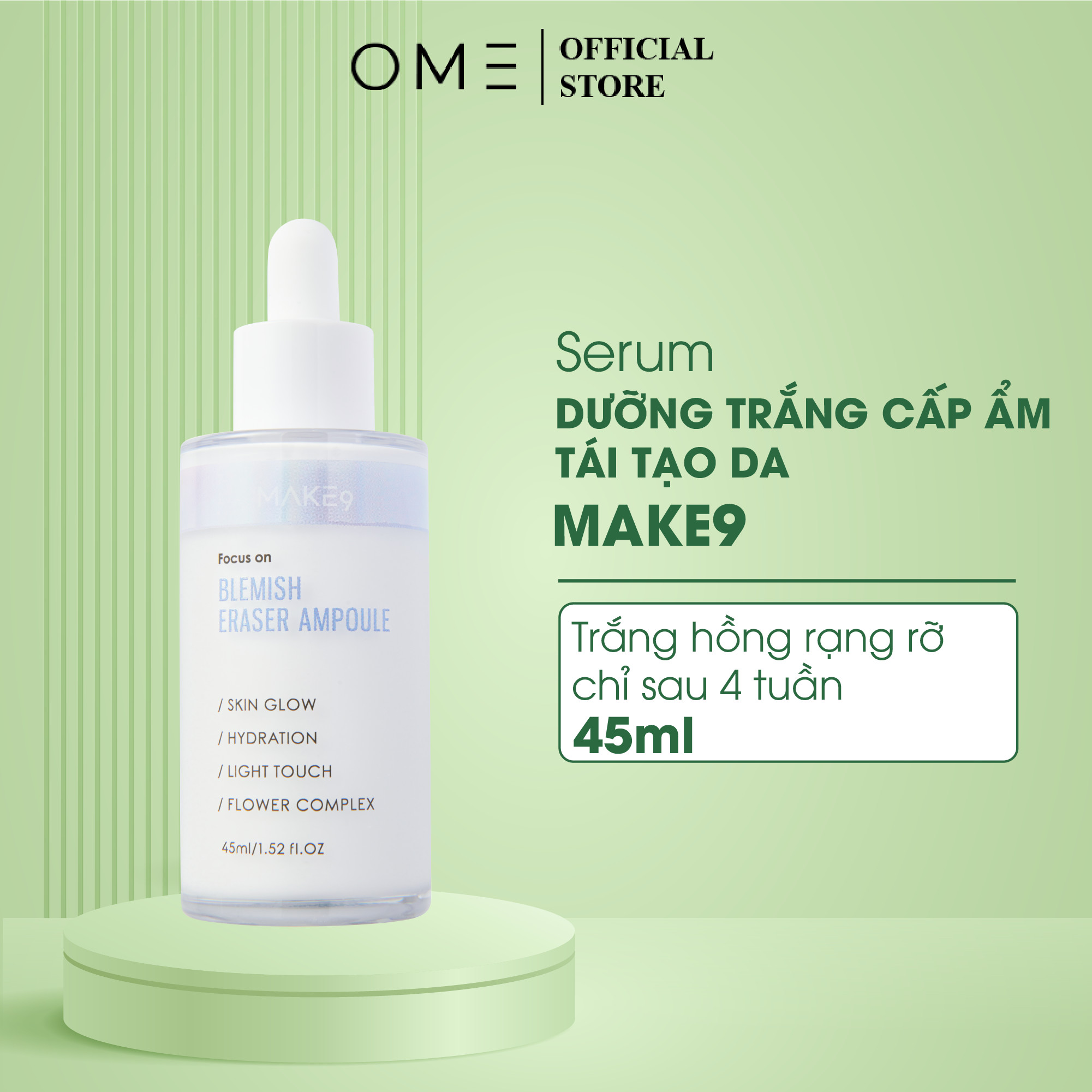 Serum Giảm Mờ Thâm Sáng Da Cấp Ẩm Tái Tạo Da Blemish Eraser Ampoule Make9 Dung Tích 45ml