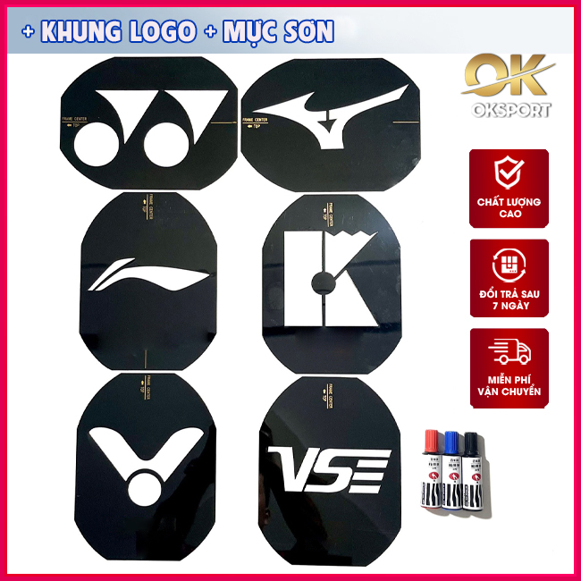 Khung sơn logo vợt cầu lông Yonex, Lining, Victor, Mizuno, Kumpoo, VS và mực sơn