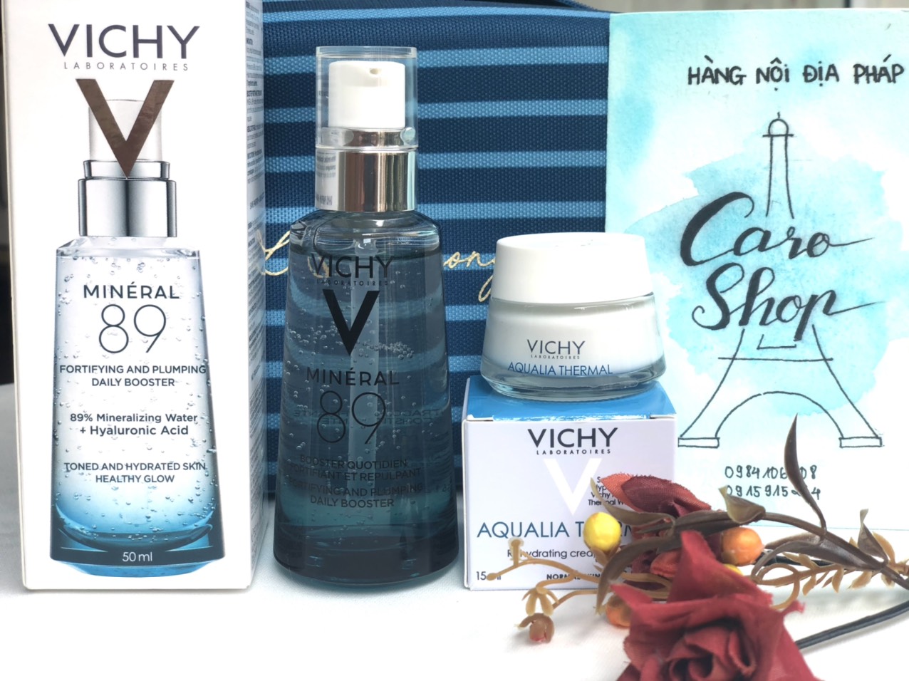 Serum dưỡng ẩm Vichy Mineral 89 cốt khoáng tặng kèm kem dưỡng ẩm - hàng nội địa Pháp