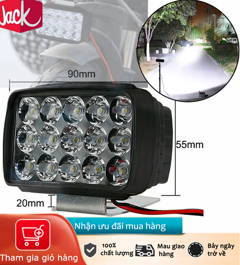 Jack 15 Đèn pha xe máy LED 1000lm cho xe máy/xe tay ga/UTV