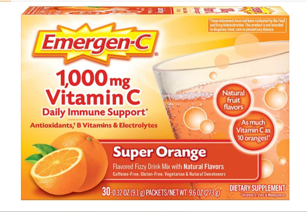 Bột hòa tan vitamin c tổng hợp dạng gói emergen-c vitamin c 1000 mg
