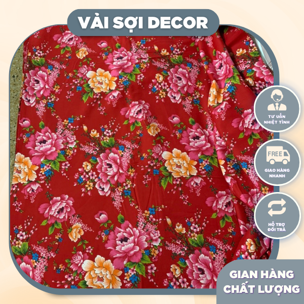 Vải hoa phú quý, hoa đào cotton 100% khổ 1,6m
