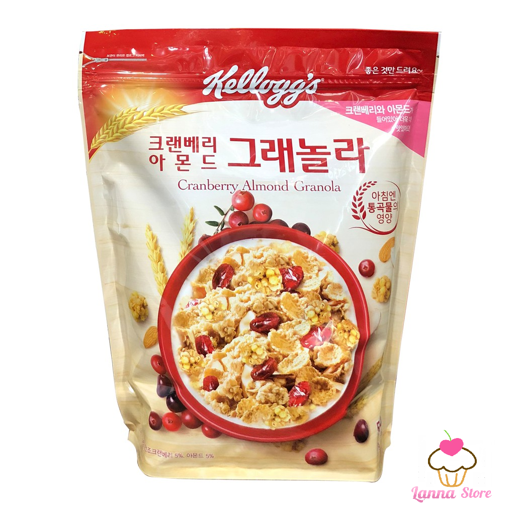 Ngũ cốc ăn sáng kellogg's cranberry almond granola túi 500g - hàn quốc