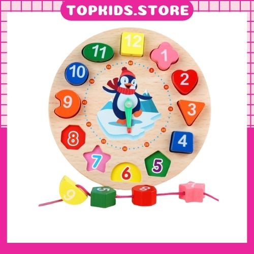Đồ chơi montessori cho bé đồ chơi gỗ thông minh phát triển trí tuệ đồng hồ hình khối giáo dục sớm - TOPKIDS