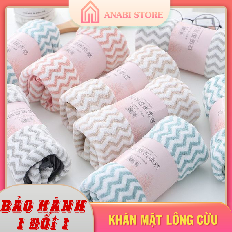 Khăn Mặt Lông Cừu Hàn Quốc Siêu Mềm Siêu Mịn Anabi Store - Khăn Rửa Mặt Hàn Quốc Vân Sọc Siêu Mềm Siêu Mịn
