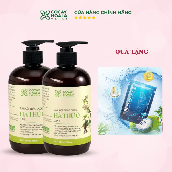Dầu Gội Thảo Dược Hà Thủ Ô 2in1 COCAYHOALA VIETNAM - Giảm Rụng Tóc và Bạc Tóc dưỡng tóc mềm mượt  phục hồi tóc hư tổn