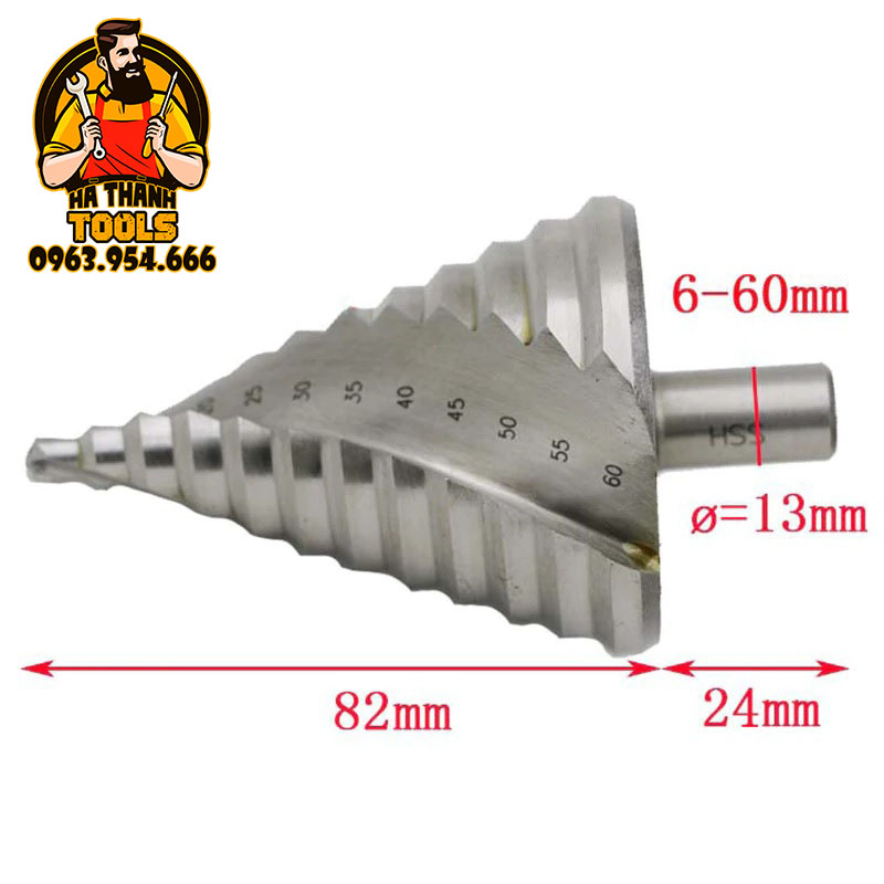 Mũi khoan tháp bước thép hss 4241 từ 6 - 60mm