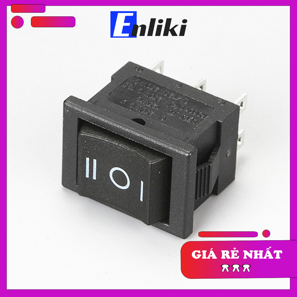 Công tắc bập bênh 3 chế độ 6a 250v 21x15mm đen kcd1-203