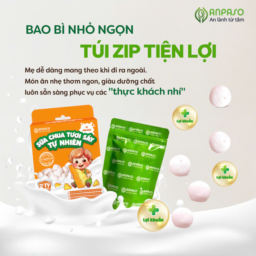 Sữa chua sấy tự nhiên Anpaso chống hóc, bổ sung vitamin cho bé