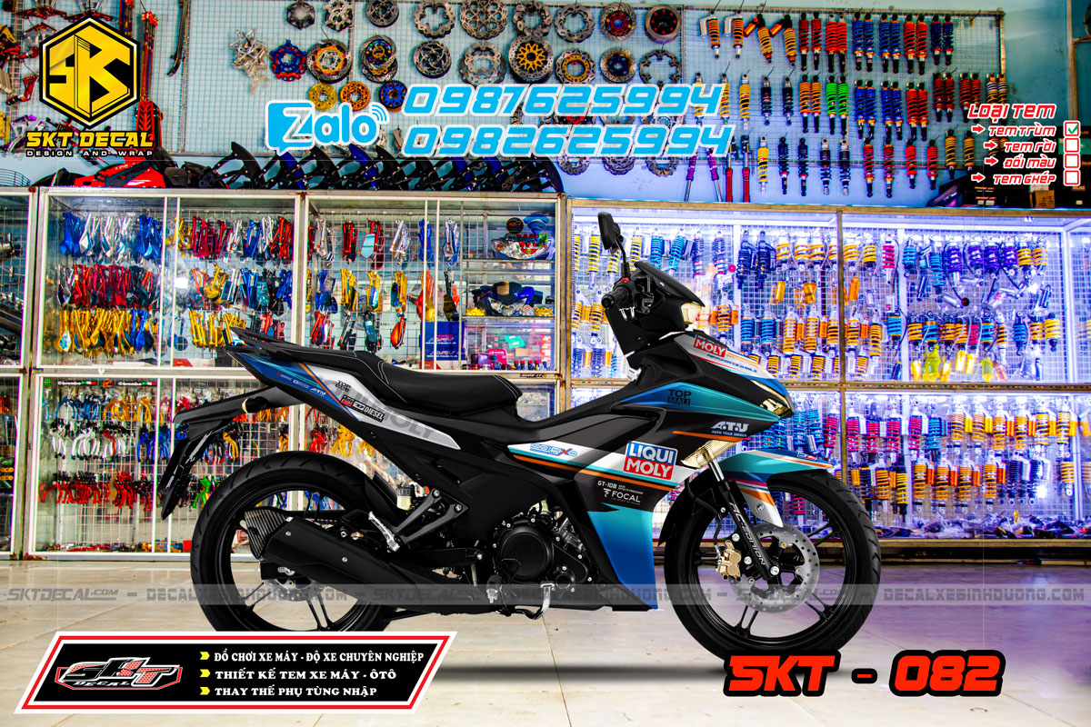 tem trùm exciter 155 xanh đen trắng liquimoly