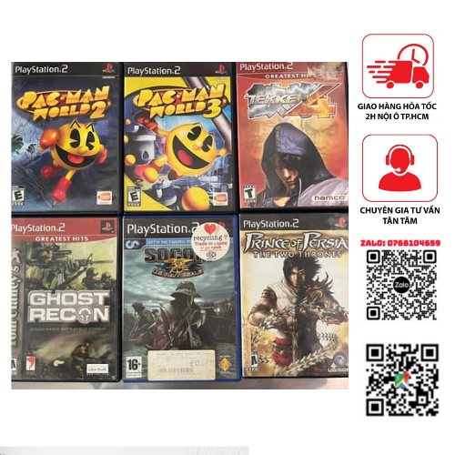 Đĩa game Ps2 gốc full box 2nd và không fullbox - Pacman, Tekken, Soccom, Prince of persia, Playstation 2