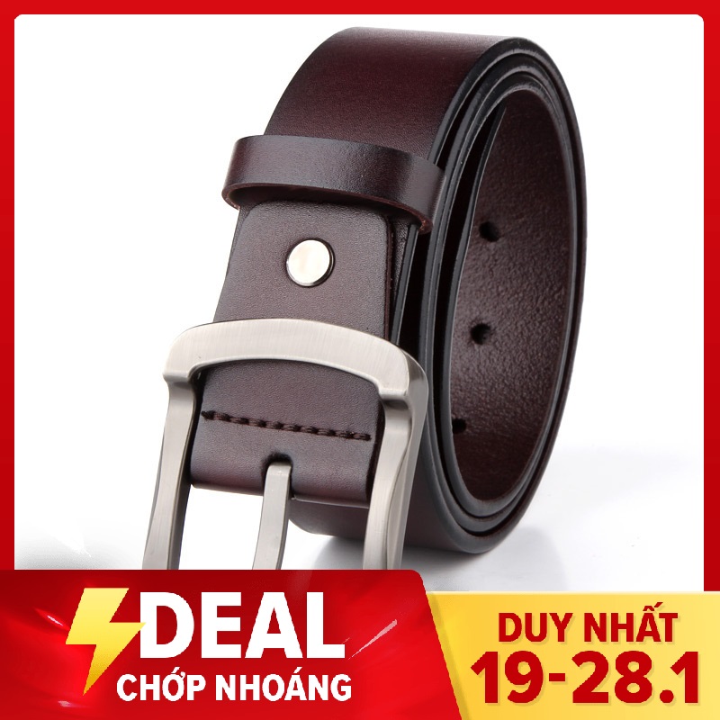 Dây nịt Thắt lưng nam DA BÒ THẬT khóa kim cao cấp bản rộng 38mm dài 120cm TẶNG ĐỤC BẤM LỖ