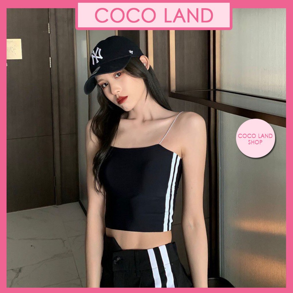 Áo 2 dây croptop sọc 2 màu siêu hot trend - Thể thao