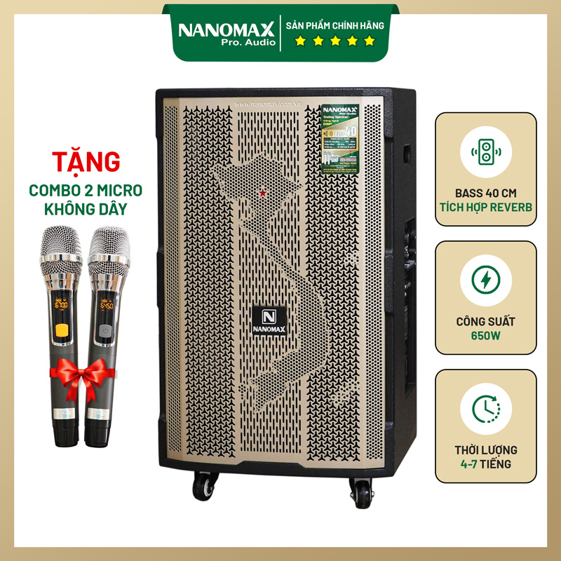 Loa kẹo kéo nanomax, loa kéo di động chính hãng, loa kéo công suất lớn, bass mạnh , trầm ấm , nanomax sk-0209 bass 40cm 650w karaoke bluetooth , bảo hành 12 tháng, lỗi 1 đổi 1 toàn quốc.