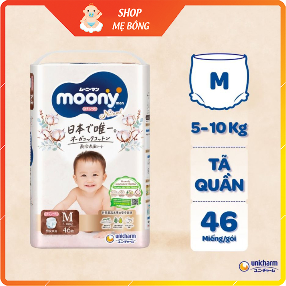 Tã bỉm quần moony natural siêu cao cấp m46/l36/xl32