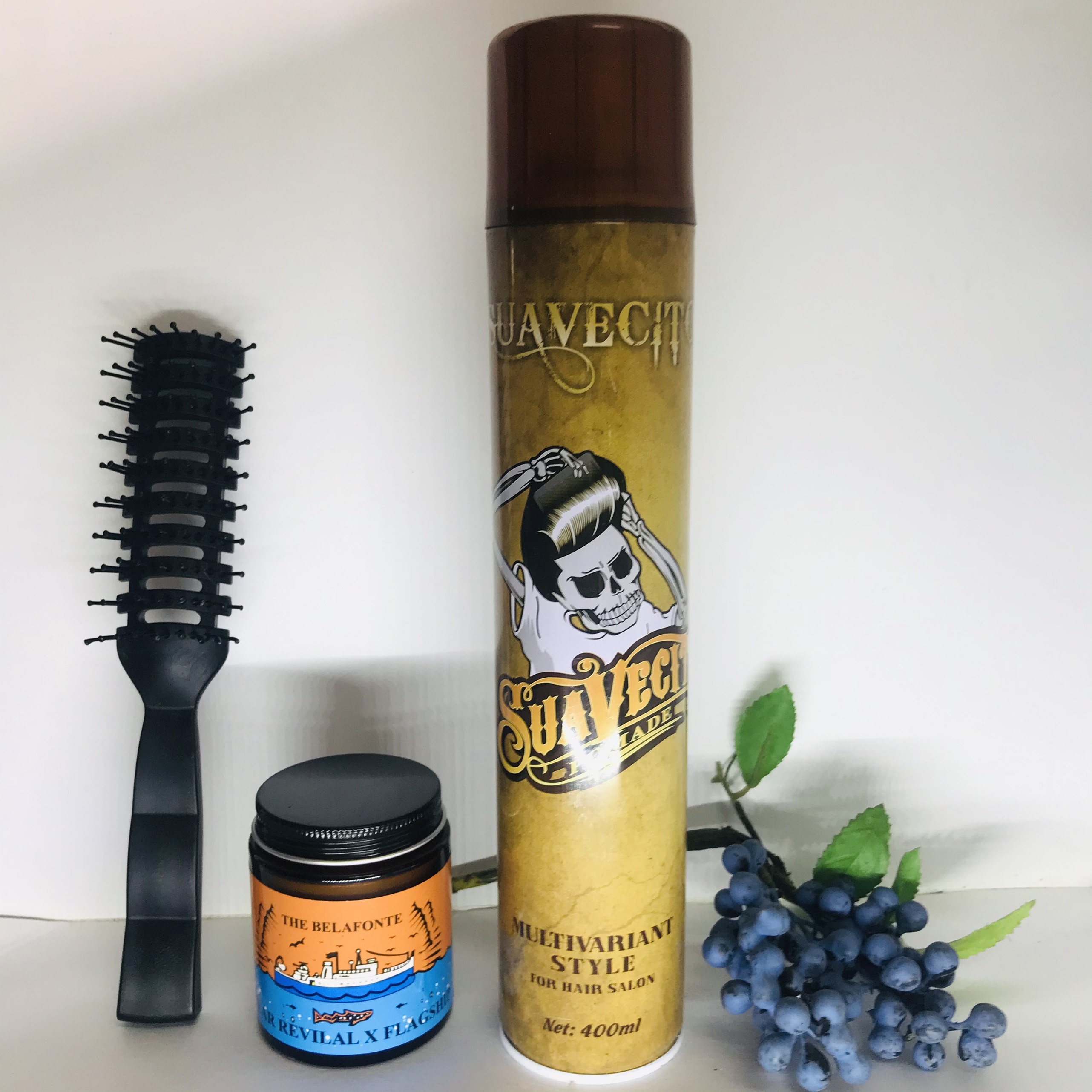 Combo gôm xịt tóc suavecito + sáp vuốt tóc the belafonte clay