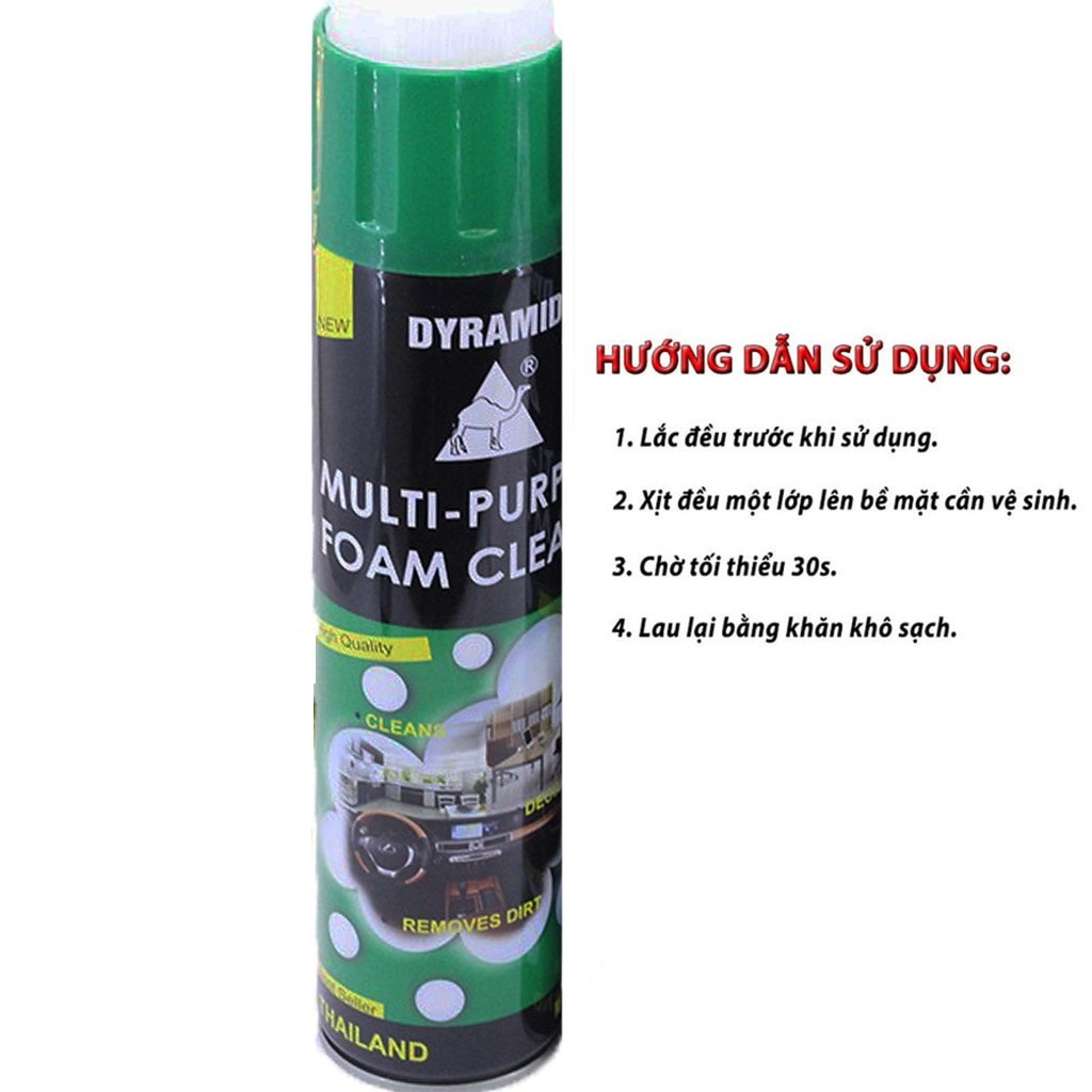Mua 2 tặng khăn - dyramid multi purpose foam cleaner 650 ml