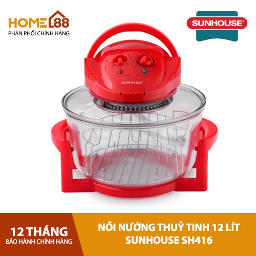 Nồi nướng thủy tinh Sunhouse 12 lit SH416 chính hãng giá tốt