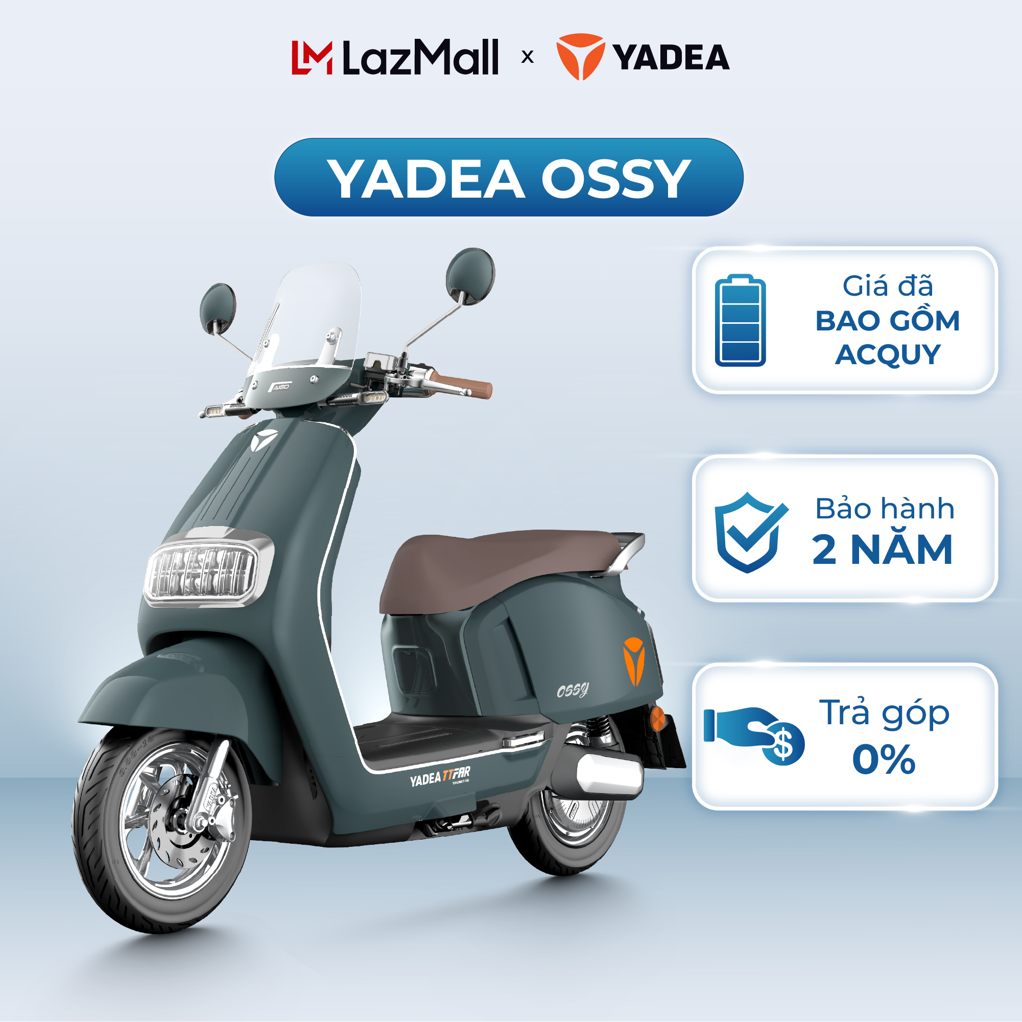 TRẢ GÓP 0% Xe Máy Điện YADEA OSSY Phiên Bản 2024 - Xe Điện YADEA OSSY - Bảo Hành 2 Năm