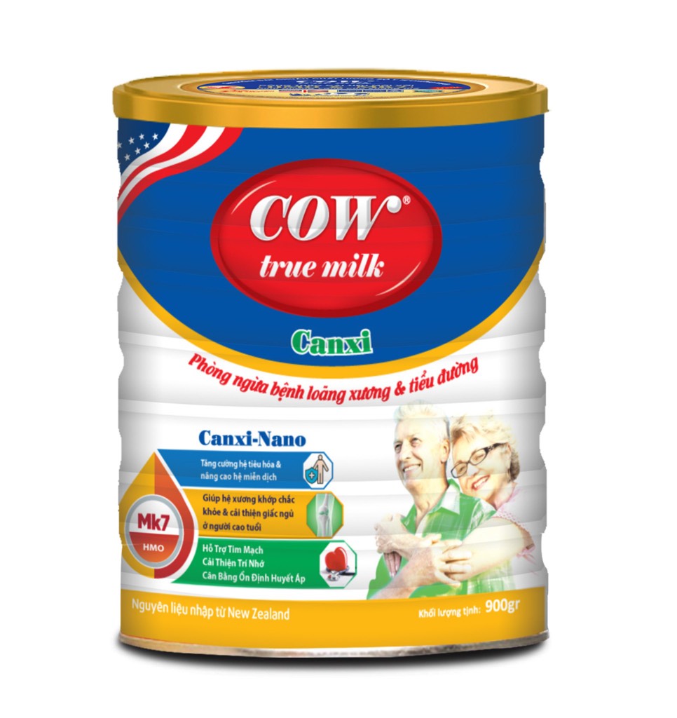 Sữa Cow True Milk Canxi Nano 900G - Dành Cho Người Loãng Xương, Thiếu Hụt Canxi, hỗ trợ tim mạch, cải thiện trí nhớ