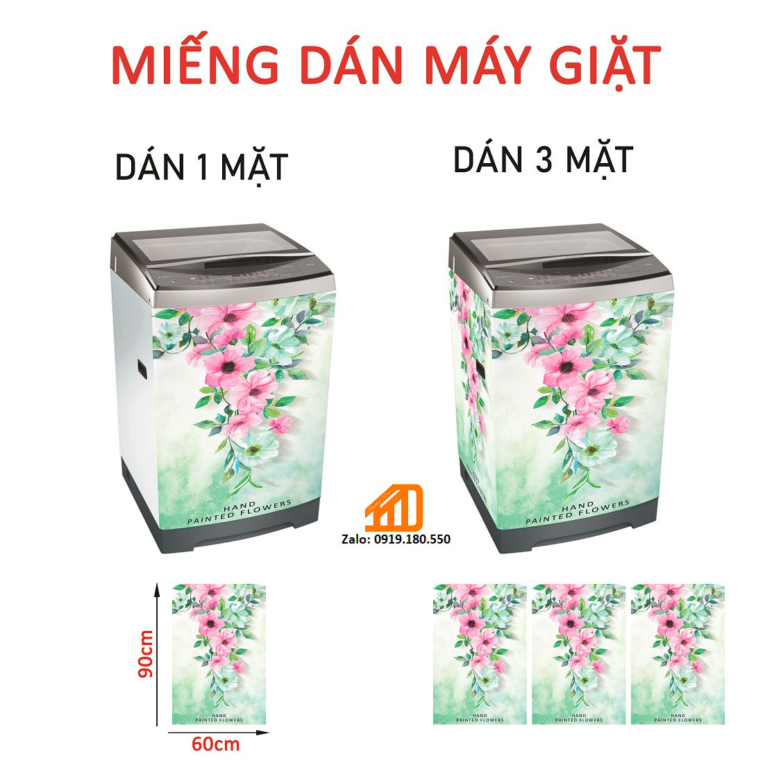 Decal dán máy giặt hoa dại leo - tủ lạnh mini