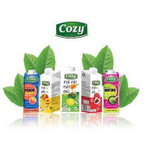 Trà cozy thùng 24 hộp 225ml các loại trà vải, trà tắc mật ong, trà đào sả, trà sữa matcha, trà sữa hương đào