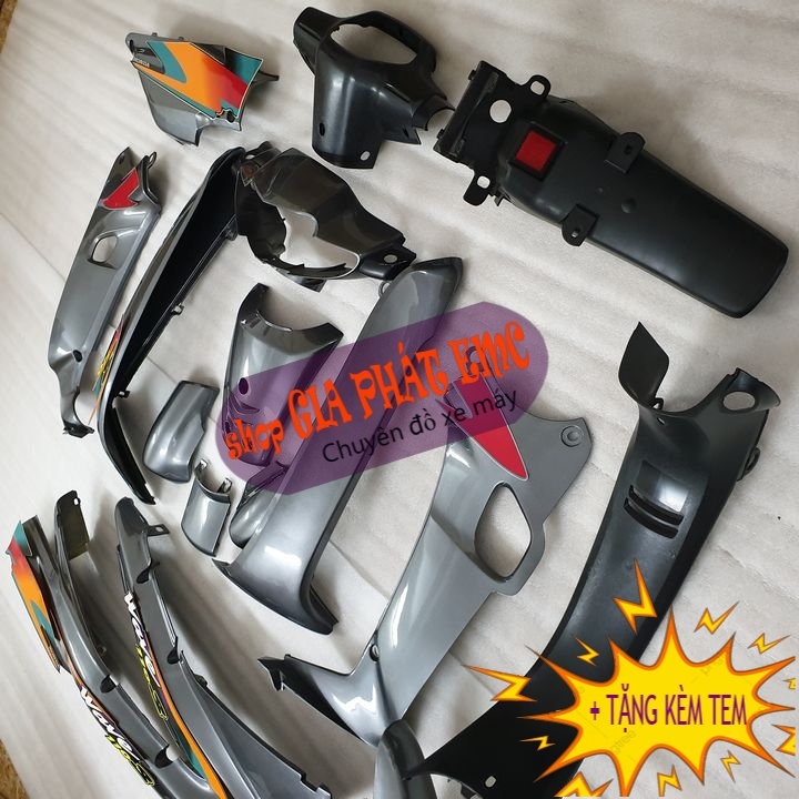 Dàn áo màu GHI [KÈM TEM ] nhựa nguyên sinh ABS gắn xe Wave ZX - Wave thái - Wave alpha