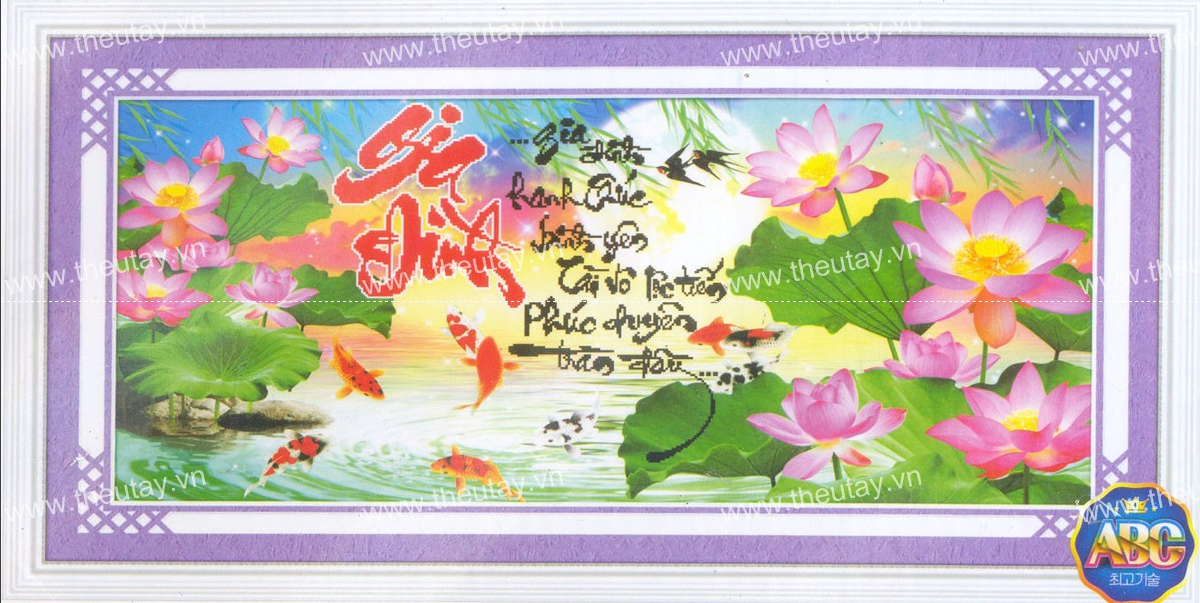 Tranh đính đá abc 3d gia đình hạnh phúc bình yên, tài vô lộc tiến phúc duyên tràn đầy df289 kt:120x59cm