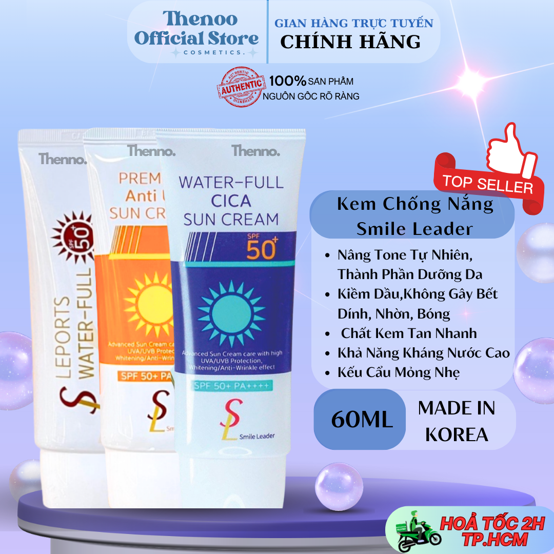 Kem Chống Nắng Nâng Tone,Dưỡng Da Smile Leader Sun Cream SPF50 Tuýp 60ml Hàn Quốc