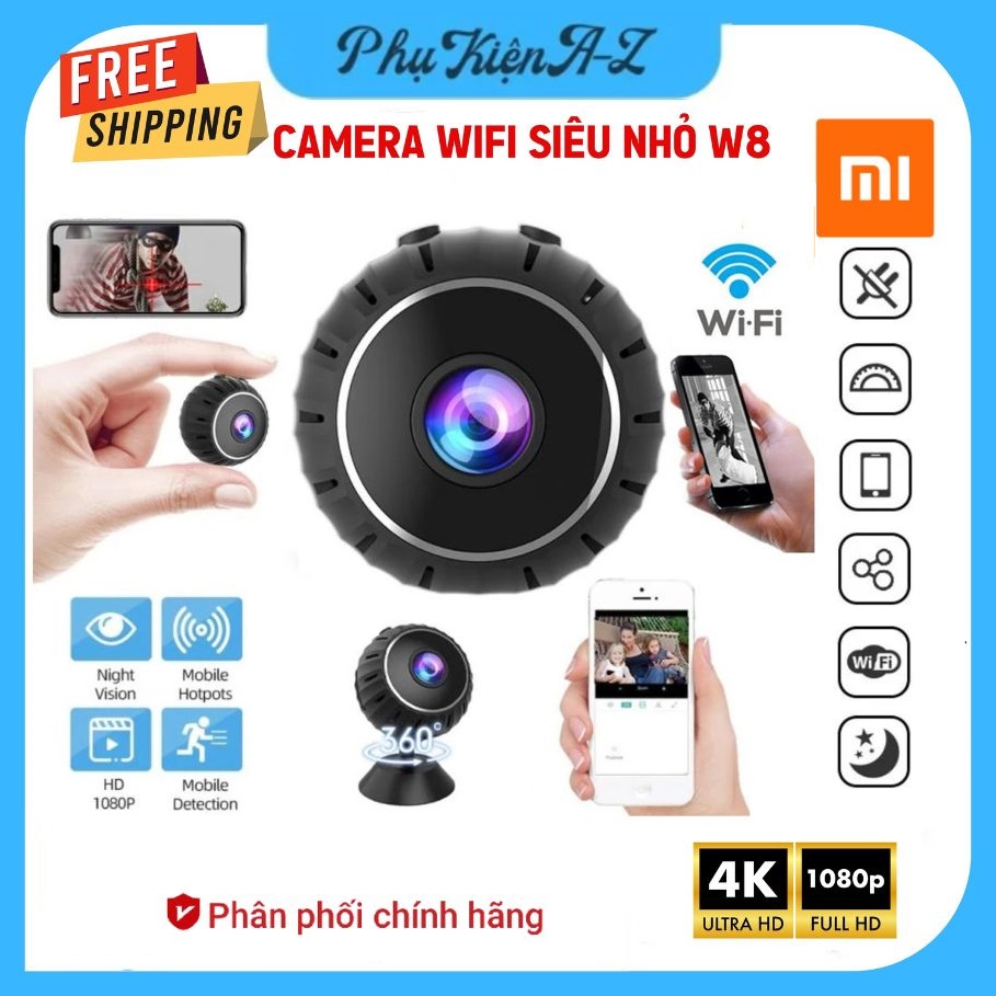 Sale 50% Camera mini Xiaomi, Camera Siêu Nhỏ, Camera Mini Wifi Kết Nối Điện Thoại W8 Hồng Ngoại Quay Ban Đêm Báo Động Chống Trộm , Hình Ảnh Sắc Nét, Giá Siêu Rẻ.