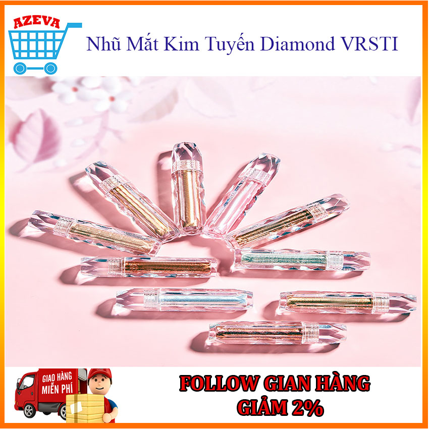 [10 Màu Ánh Kim] Nhũ Mắt Kim Tuyến Diamond VRSTI, Make Up Mắt Nhũ Tạo Hiệu Ứng Lung Linh, Dễ Thương, Nữ Tính - Azeva