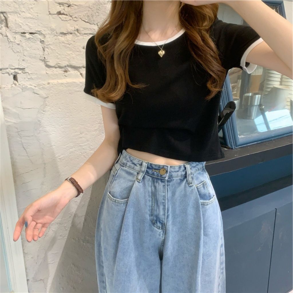 Áo thun nữ tay ngắn phong cách croptop cực xinh và dễ thương, Áo phông nữ dáng ôm chất thun cotton mềm mại STYLE T002