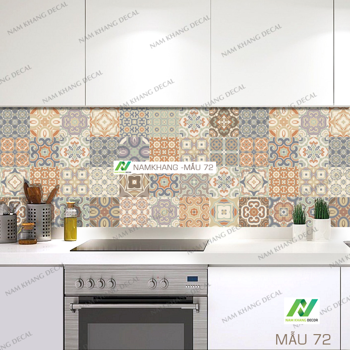 Decal gạch bông tông trầm 60x120cm, bán đúng decal nhựa, decal trang trí nội thất, quầy bar, bếp ... Mẫu 72